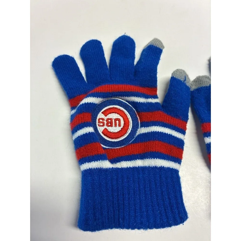 FOCO Youth Chicago Cubs MLB Striped Knit Touchscreen Gloves